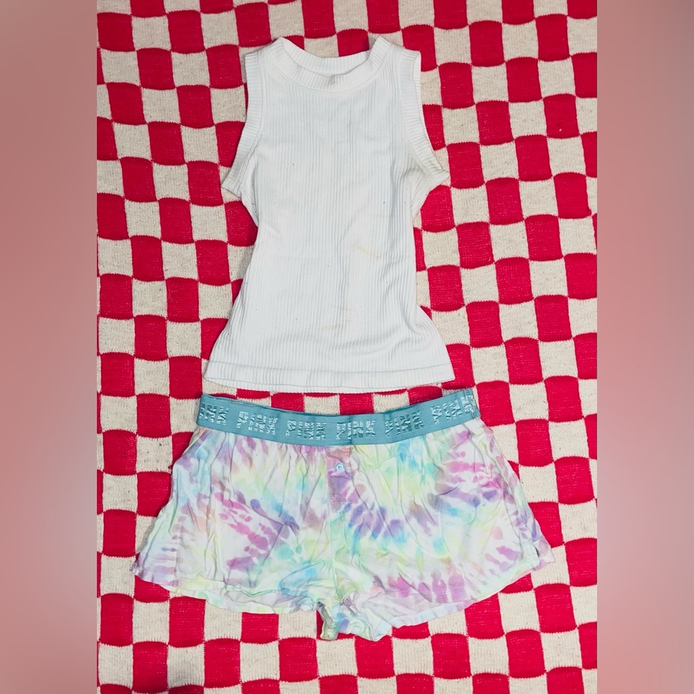 Vintage Victoria’s Secret Groovy Retro 70s Tie Dye PINK Sleep Lounge Shorts